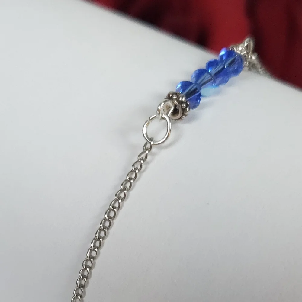 Handmade Blue AB Crystal Bar Silver Chain Bracelet